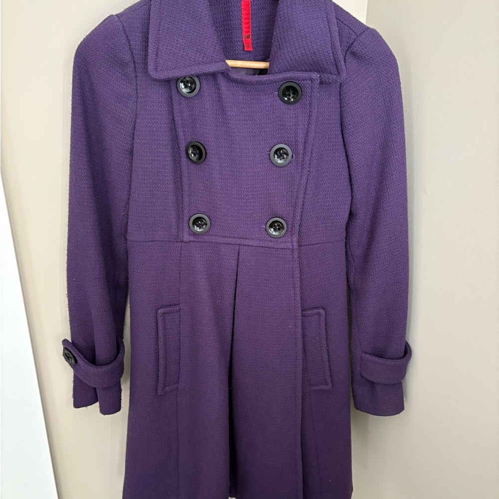 Wool Blend, Purple, Made in USA Double-Breasted Coat